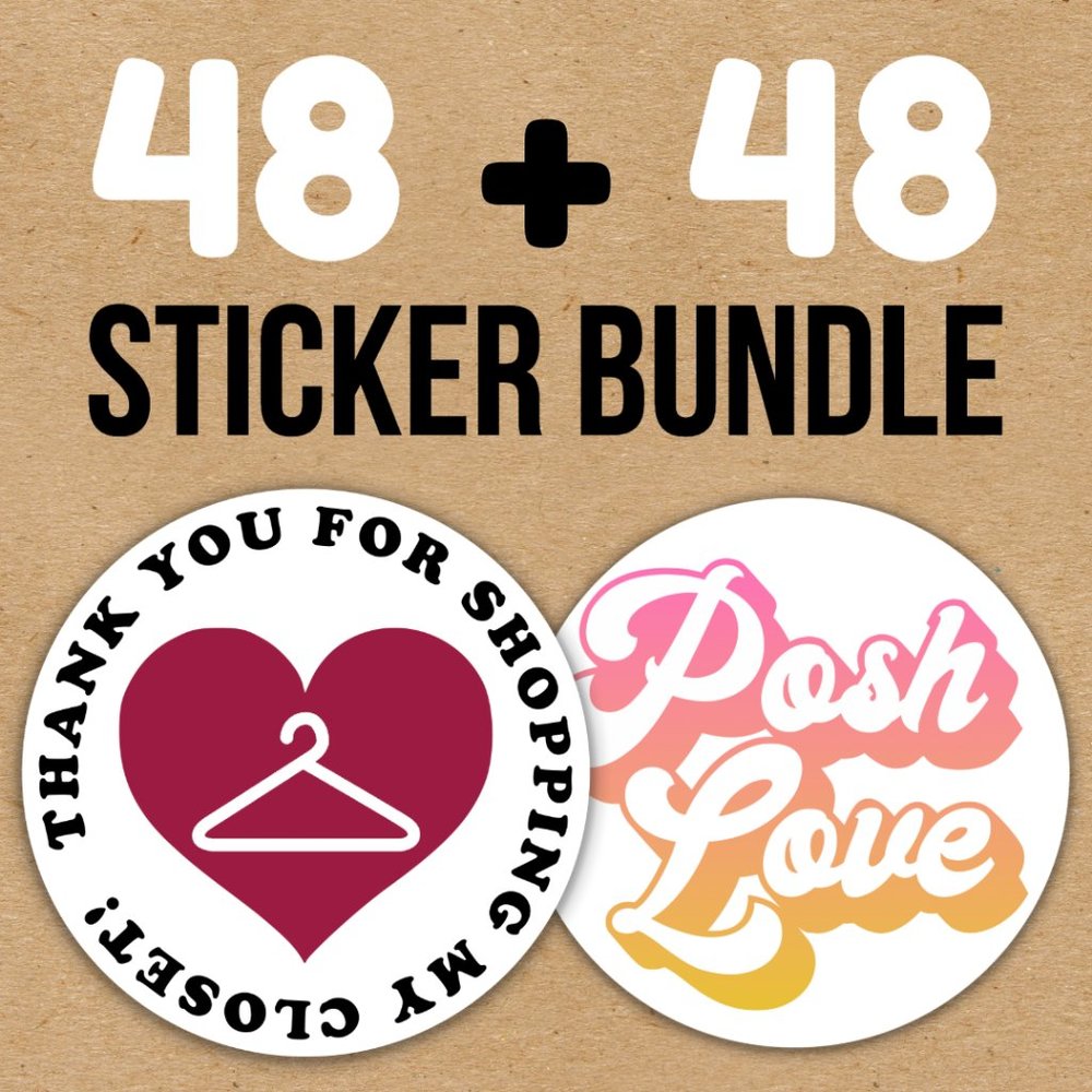 96 Posh Packaging Sticker Labels 2" Round Poshmark
